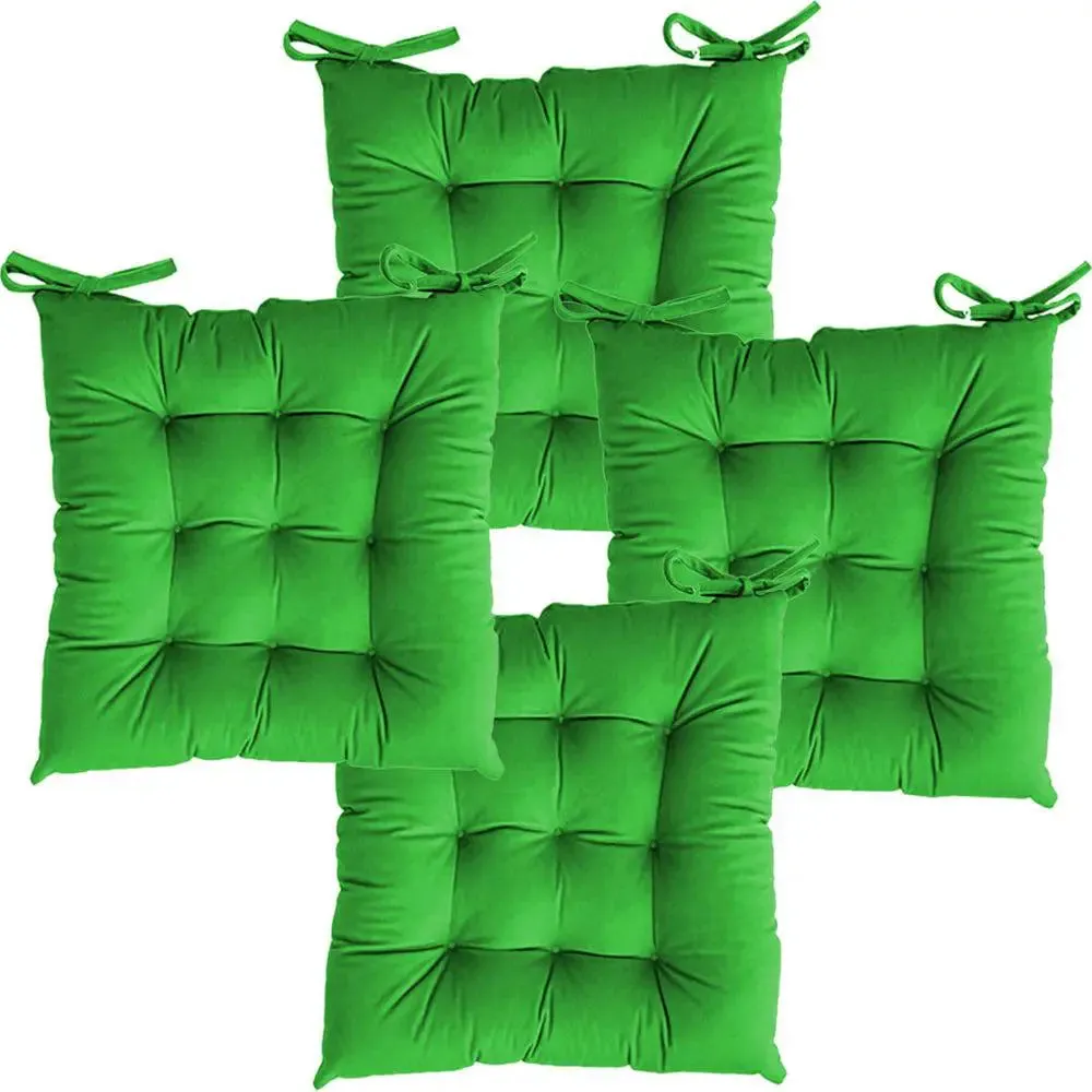 Ultra-Soft Solid cushions Microfiber Chair Pad/ Chair Cushion - 16x16 inch, Set of 4 Parrot Green