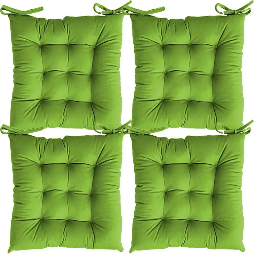 Ultra-Soft Solid cushions Microfiber Chair Pad/ Chair Cushion - 16x16 inch, Set of 4 Parrot Green