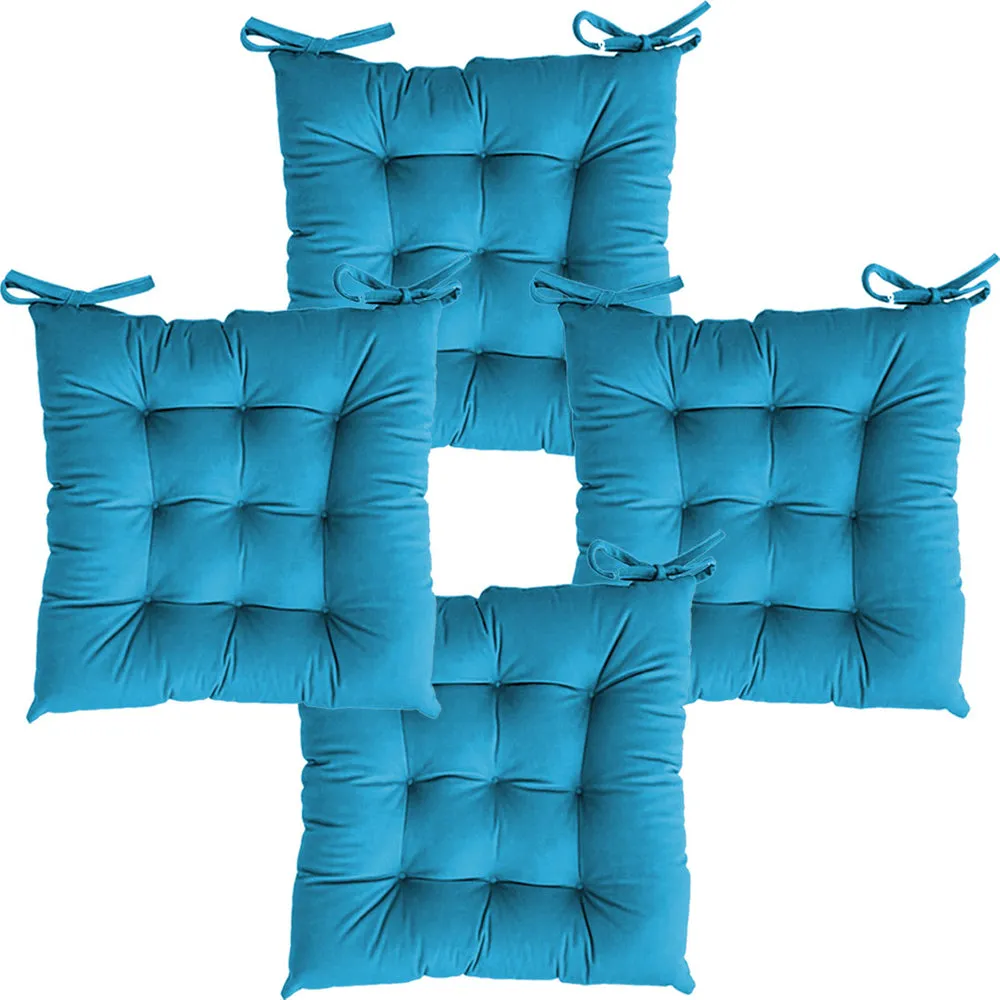 Ultra-Soft Solid cushions Microfiber Chair Pad/ Chair Cushion - 16x16 inch, Set of 4 Parrot Green