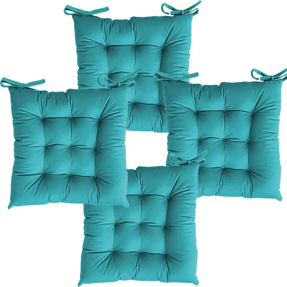 Ultra-Soft Solid cushions Microfiber Chair Pad/ Chair Cushion - 16x16 inch, Set of 4 Parrot Green