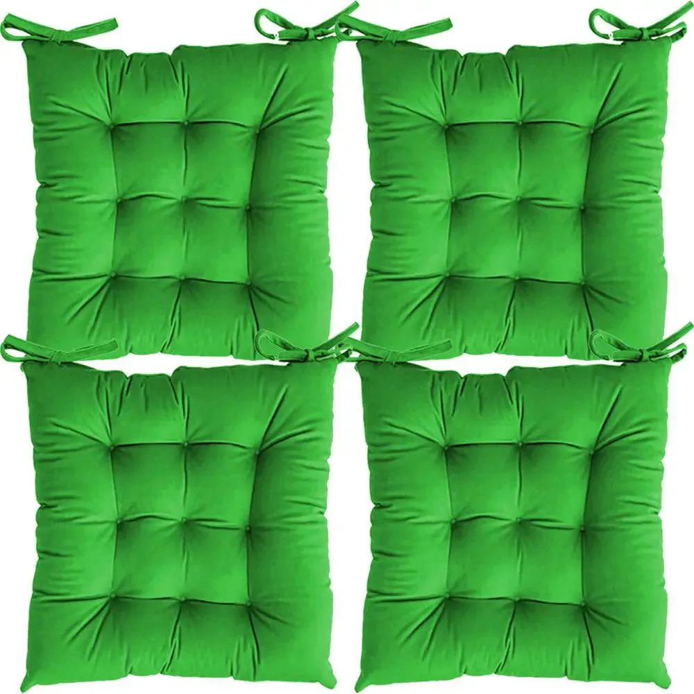 Ultra-Soft Solid cushions Microfiber Chair Pad/ Chair Cushion - 16x16 inch, Set of 4 Parrot Green