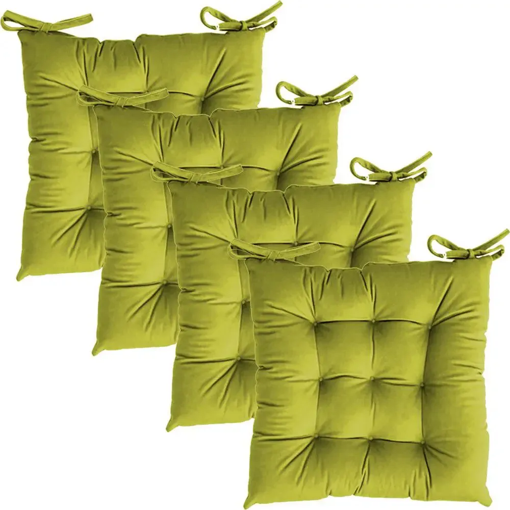 Ultra-Soft Solid cushions Microfiber Chair Pad/ Chair Cushion - 16x16 inch, Set of 4 Parrot Green