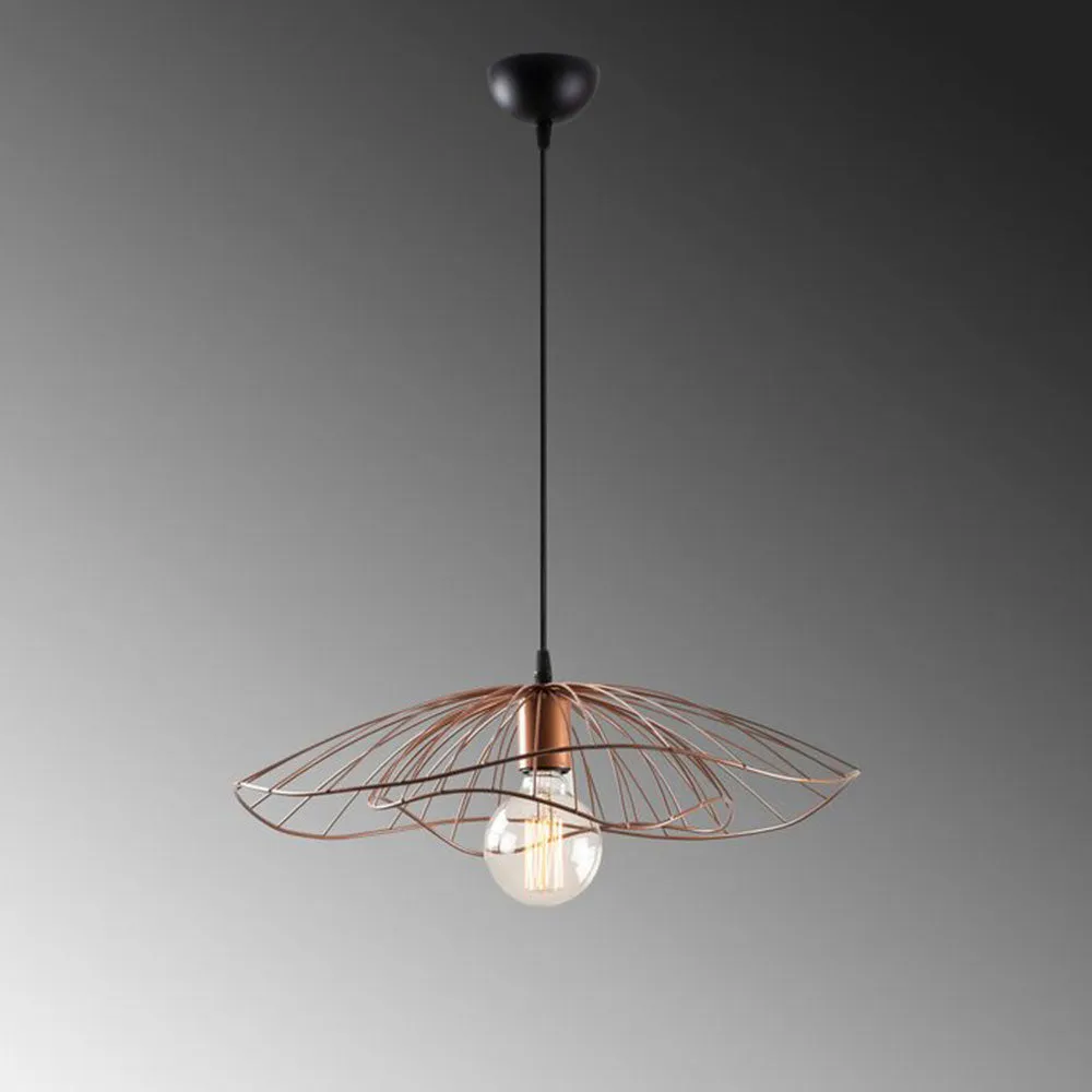 Umbrella Patterned Matte Gold Hanging Lamp