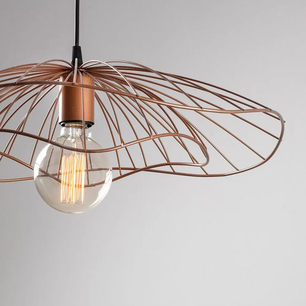 Umbrella Patterned Matte Gold Hanging Lamp