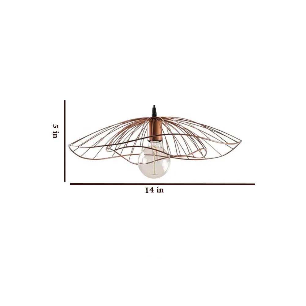 Umbrella Patterned Matte Gold Hanging Lamp