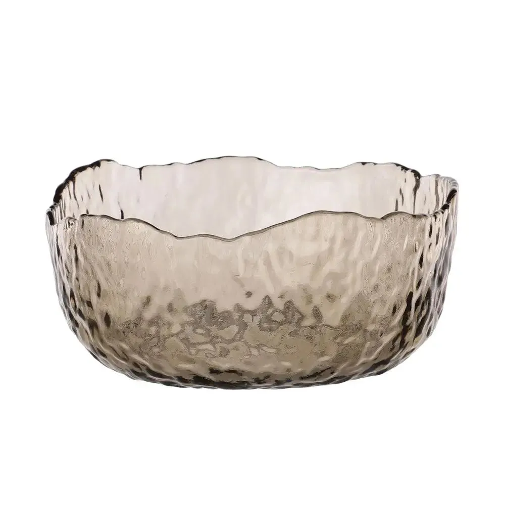 Uneven Japanese Motif Glass Mixing Bowls Set Of 3