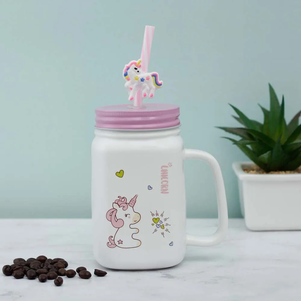 Unicorn's Little Heart Ceramic Mason Jar