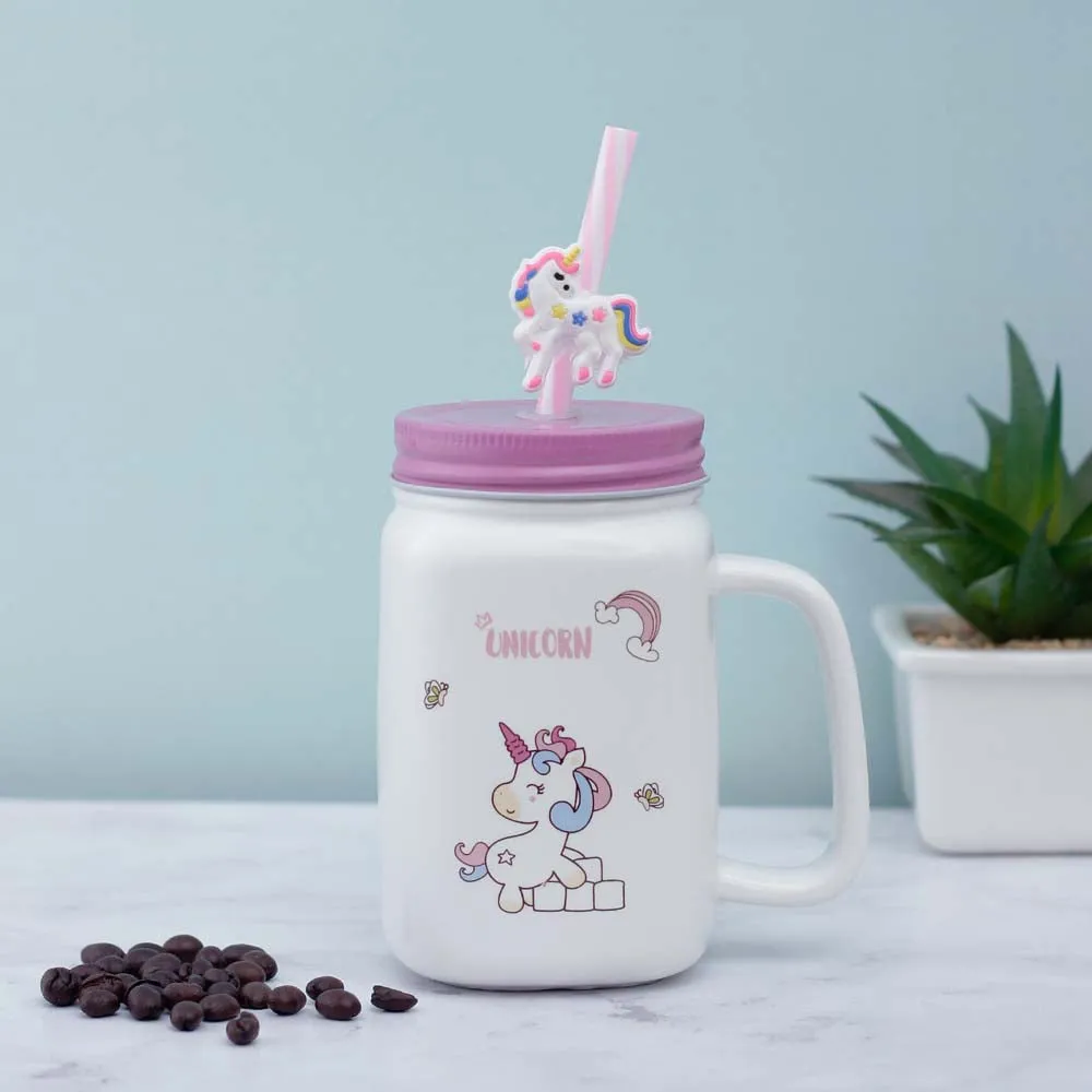 Unicorn's Rainbow Ceramic Mason Jar