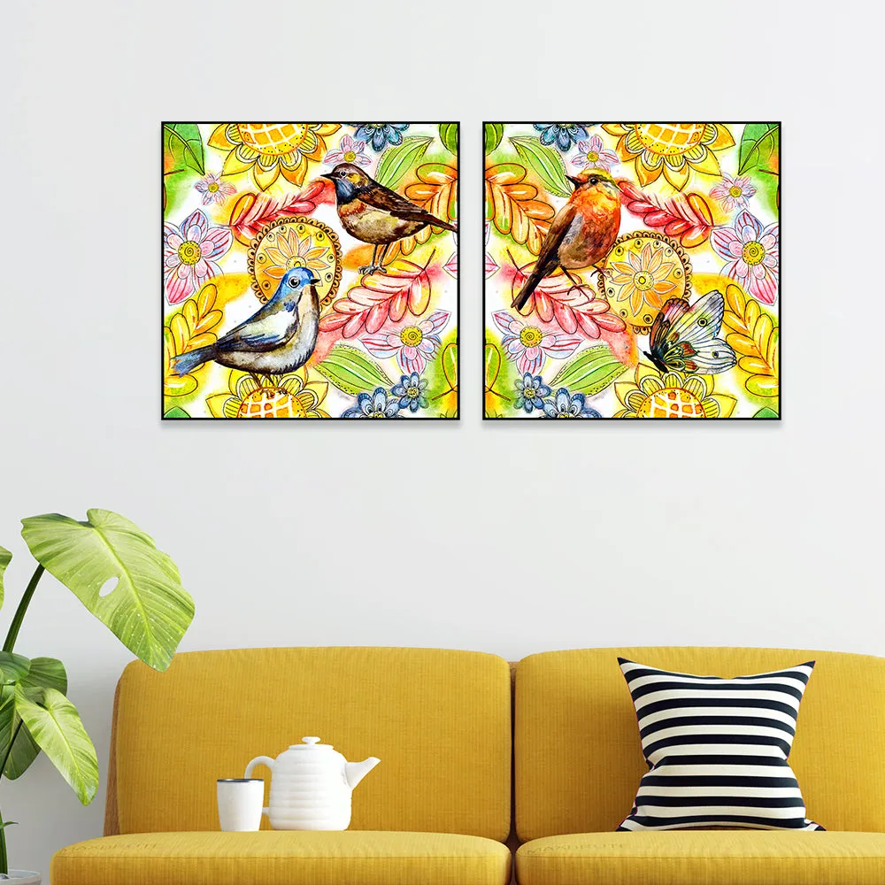 Unique Birdie Canvas Art Wall Frame Set of 2