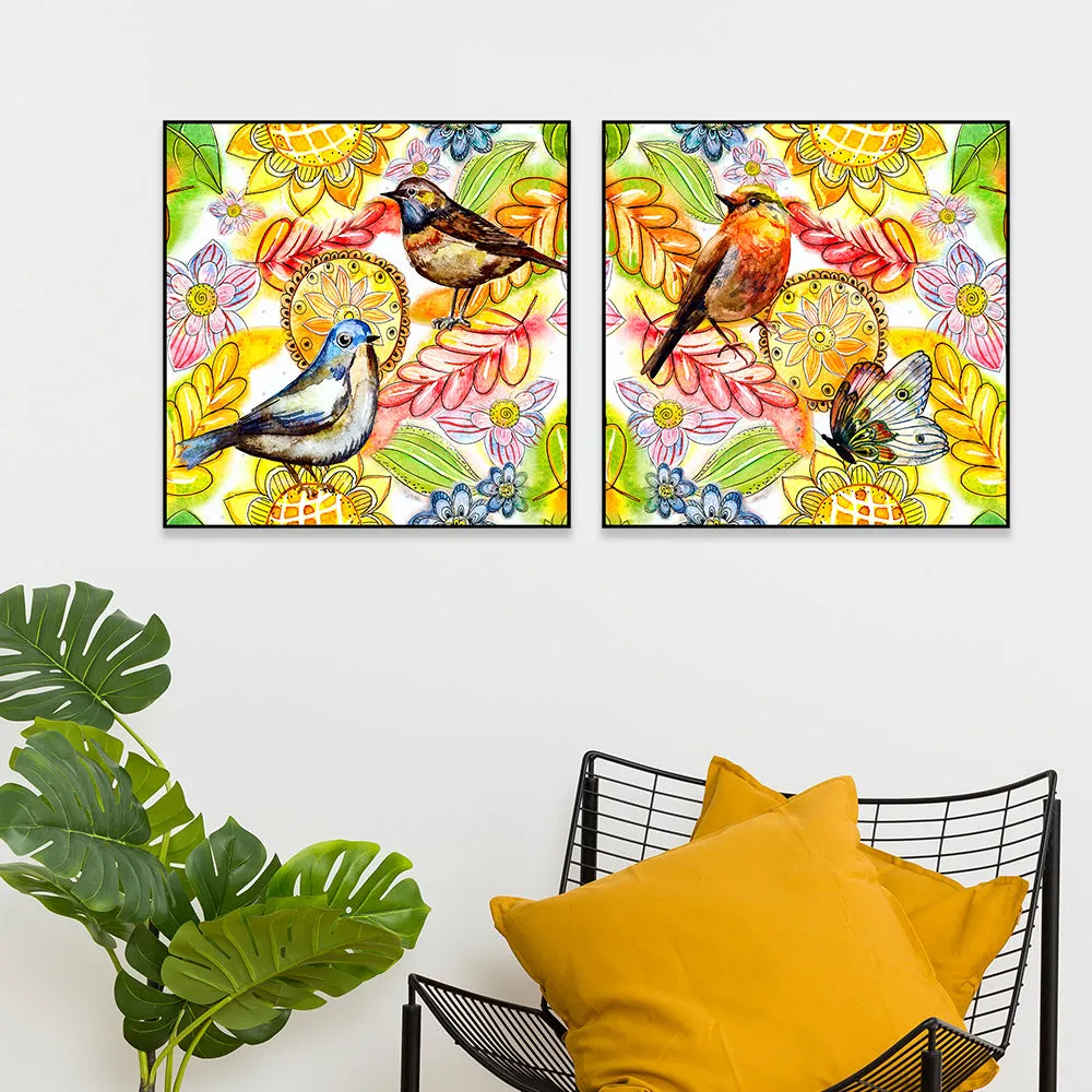 Unique Birdie Canvas Art Wall Frame Set of 2