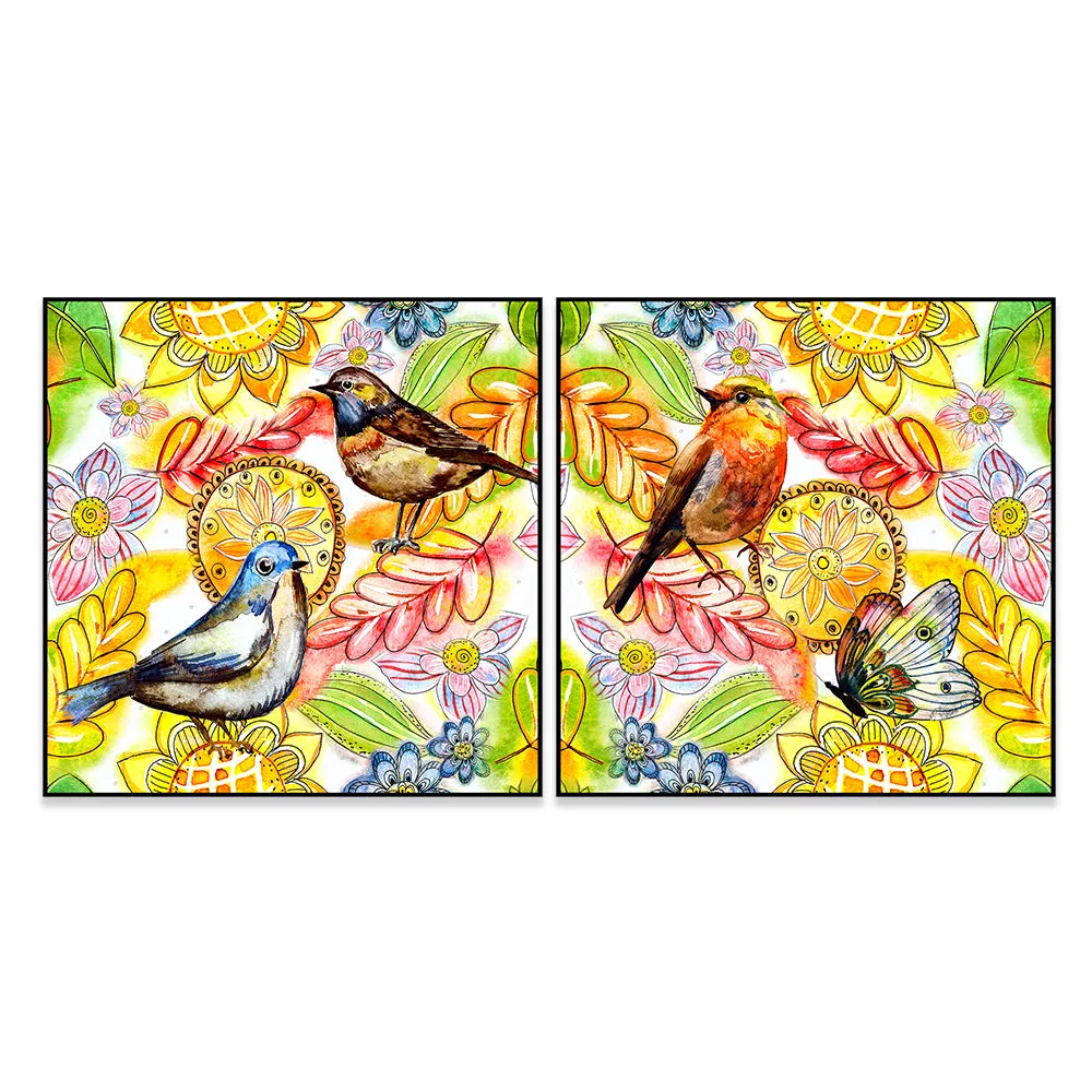 Unique Birdie Canvas Art Wall Frame Set of 2