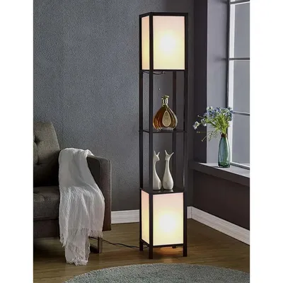 Unique Crafted Wooden Two Sided Shelf Lamp