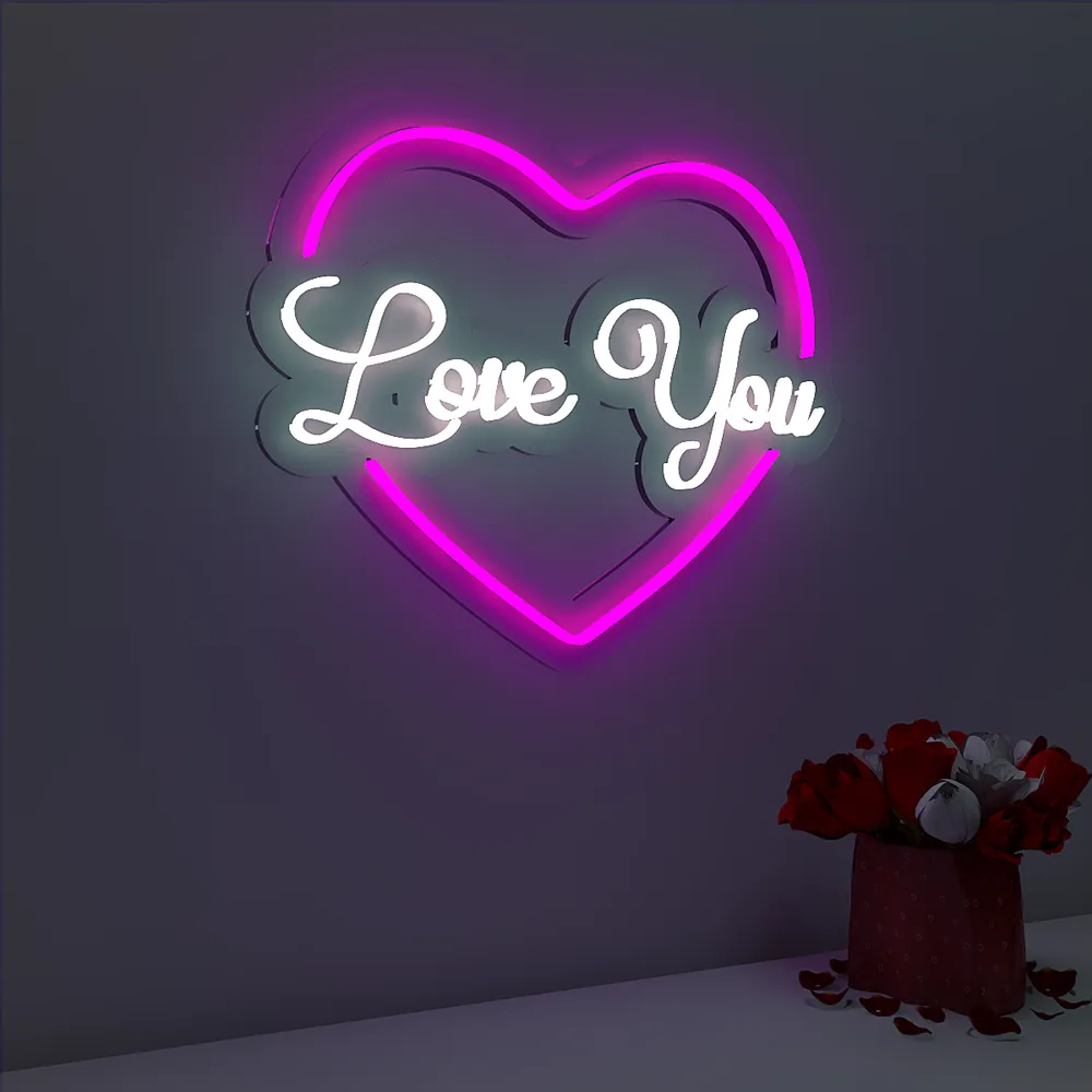 Unique Design Love You Neon Light (Available in Multiple Colors) Pink