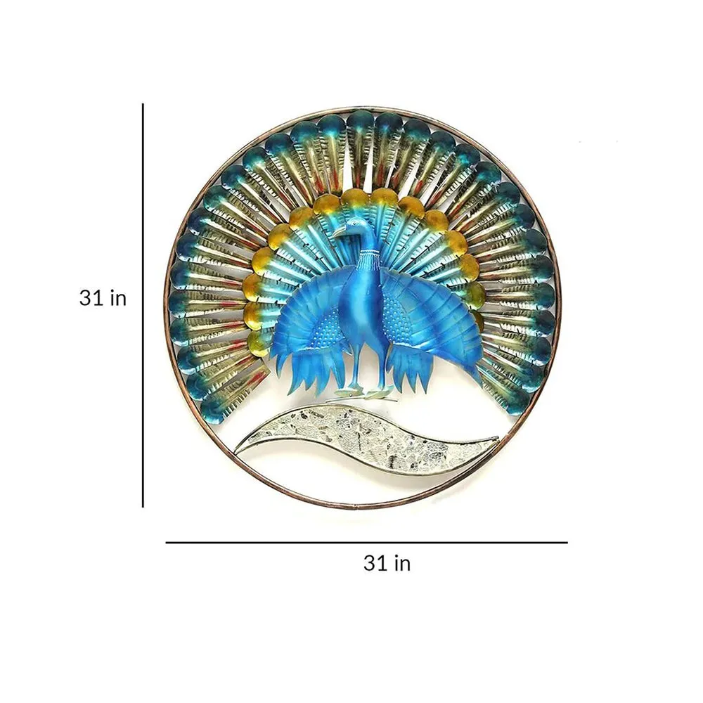 Unique Peacock Inspired Small Metallic Wall Art Decor with LED Lights