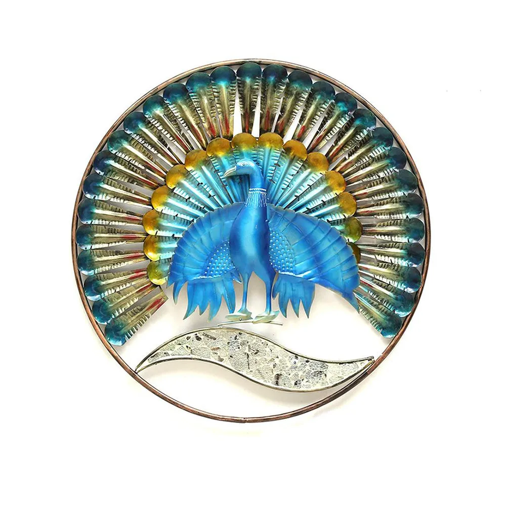 Unique Peacock Inspired Small Metallic Wall Art Decor with LED Lights