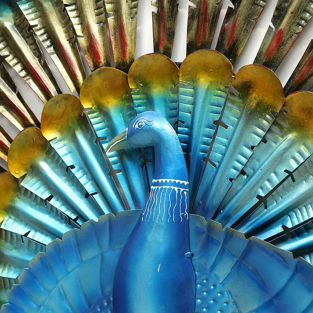 Unique Peacock Inspired Small Metallic Wall Art Decor with LED Lights