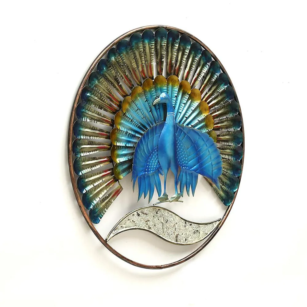 Unique Peacock Inspired Small Metallic Wall Art Decor with LED Lights