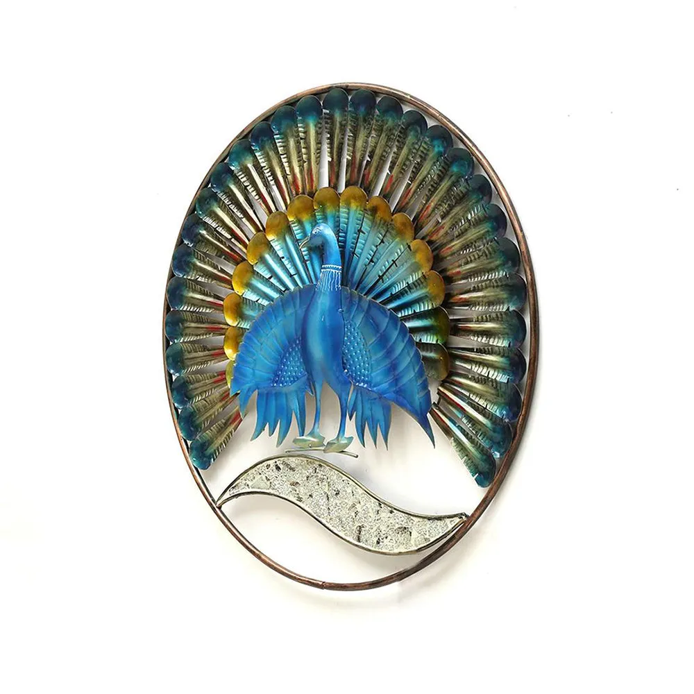 Unique Peacock Inspired Small Metallic Wall Art Decor with LED Lights