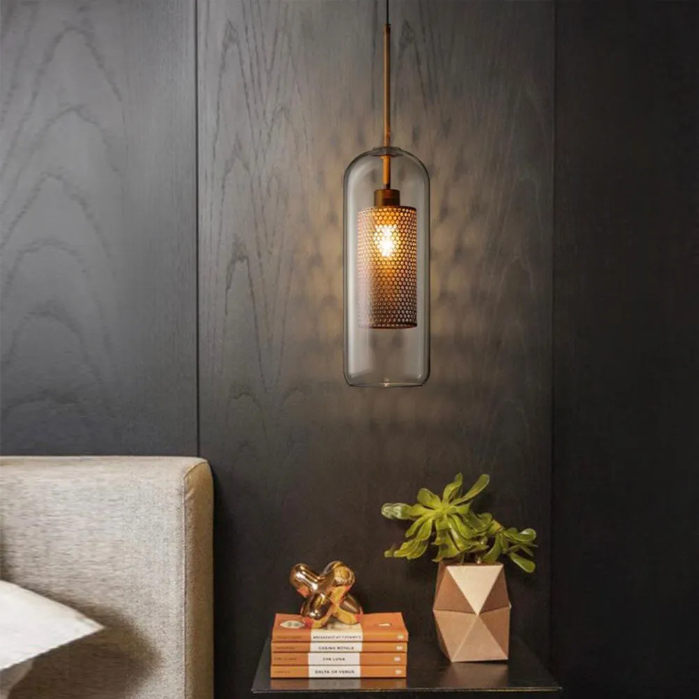 Urban Design Metal Hanging Lamp In Glass Shell