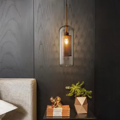 Urban Design Metal Hanging Lamp In Glass Shell