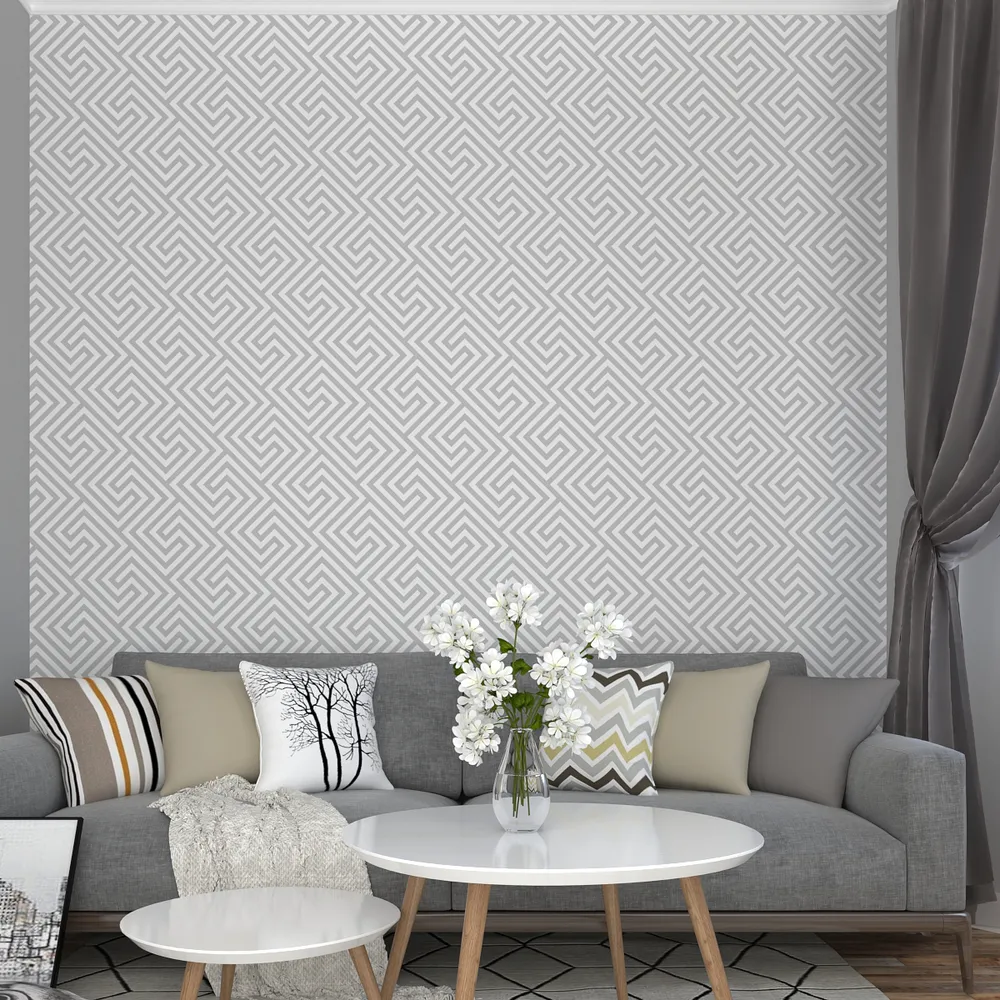 Urban Touch Modern Designer White & Grey Premium Quality Wallpaper