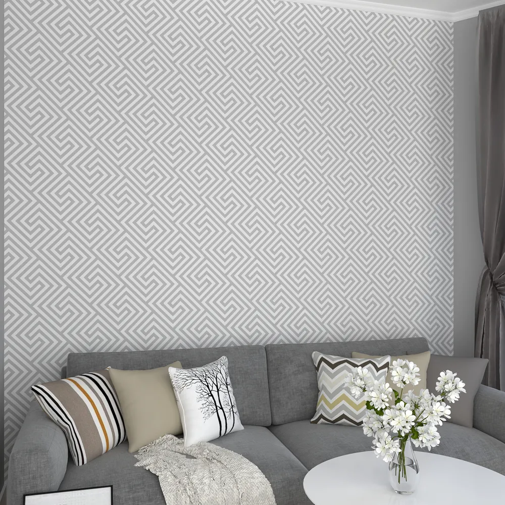 Urban Touch Modern Designer White & Grey Premium Quality Wallpaper