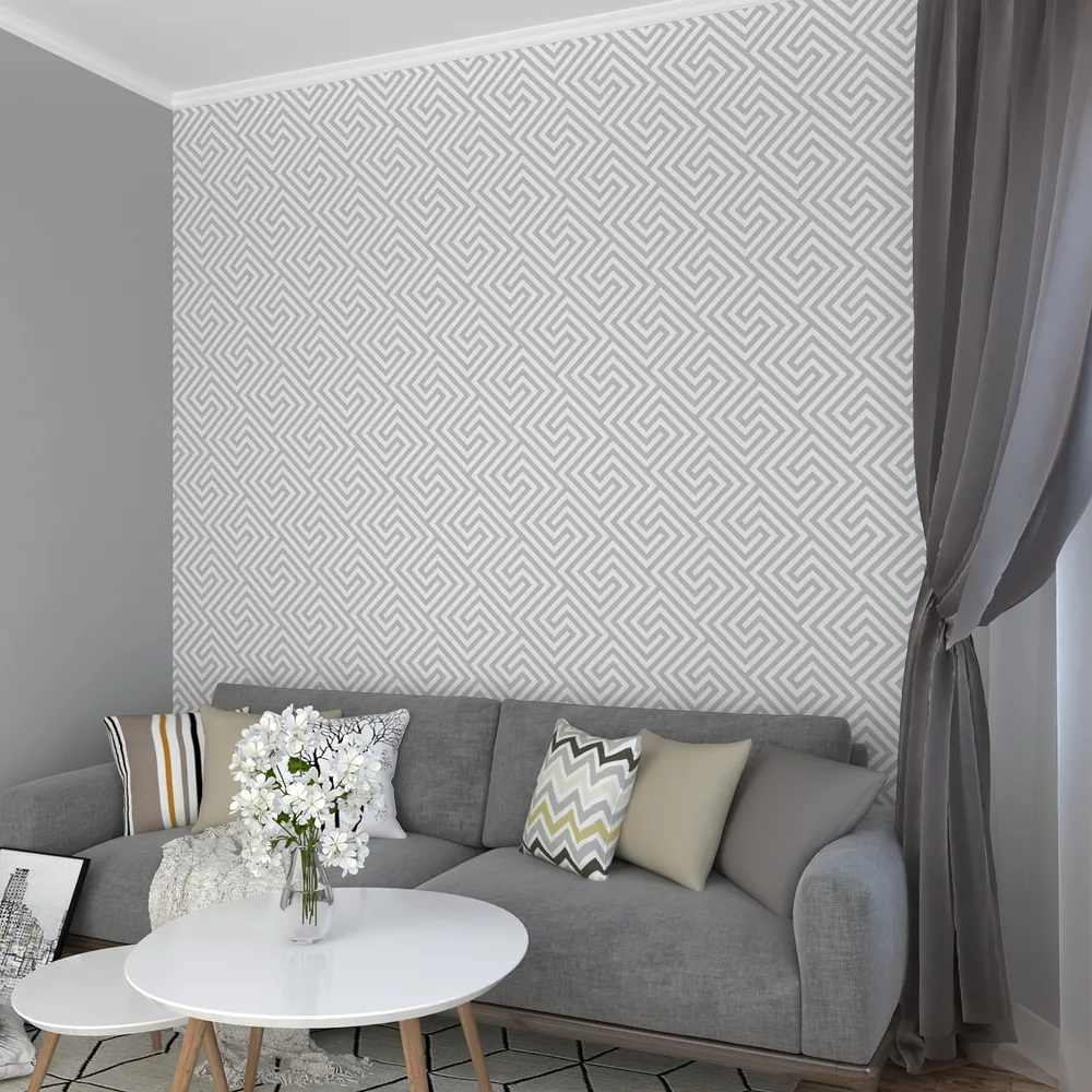 Urban Touch Modern Designer White & Grey Premium Quality Wallpaper
