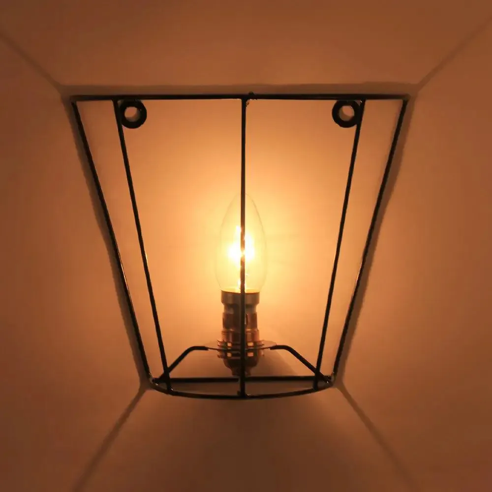 V Shape Black Wrought Iron Wall Light Fixture