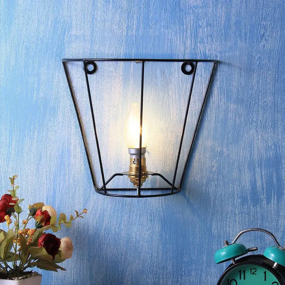 V Shape Black Wrought Iron Wall Light Fixture