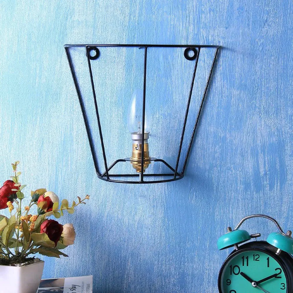 V Shape Black Wrought Iron Wall Light Fixture