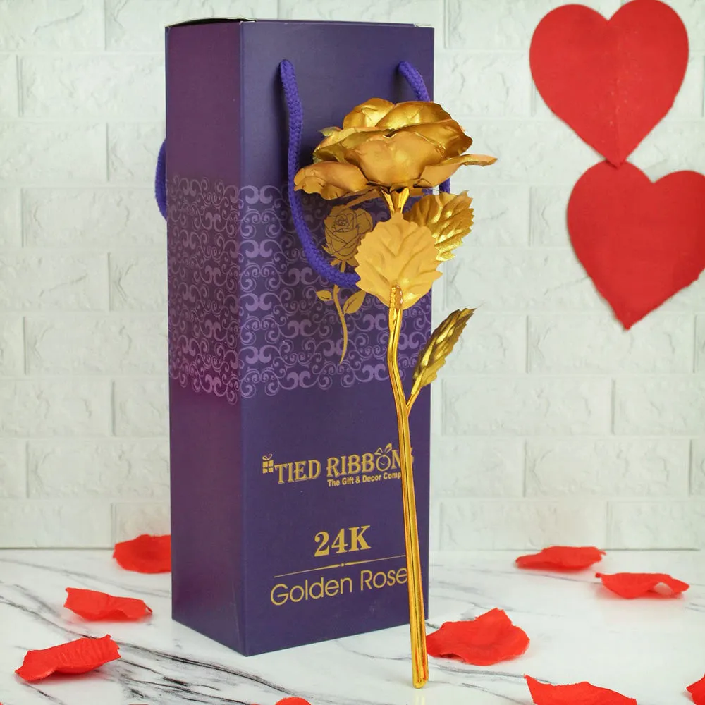 Valentine's Day Special Gold-Toned Artificial Rose Flower Stick