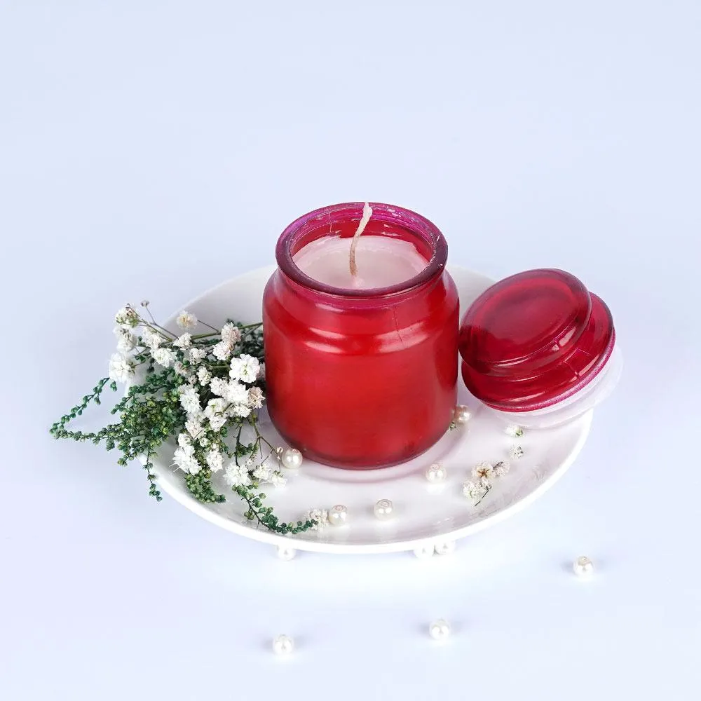 Vanilla Red Glass Scented Candle Jar Single Piece