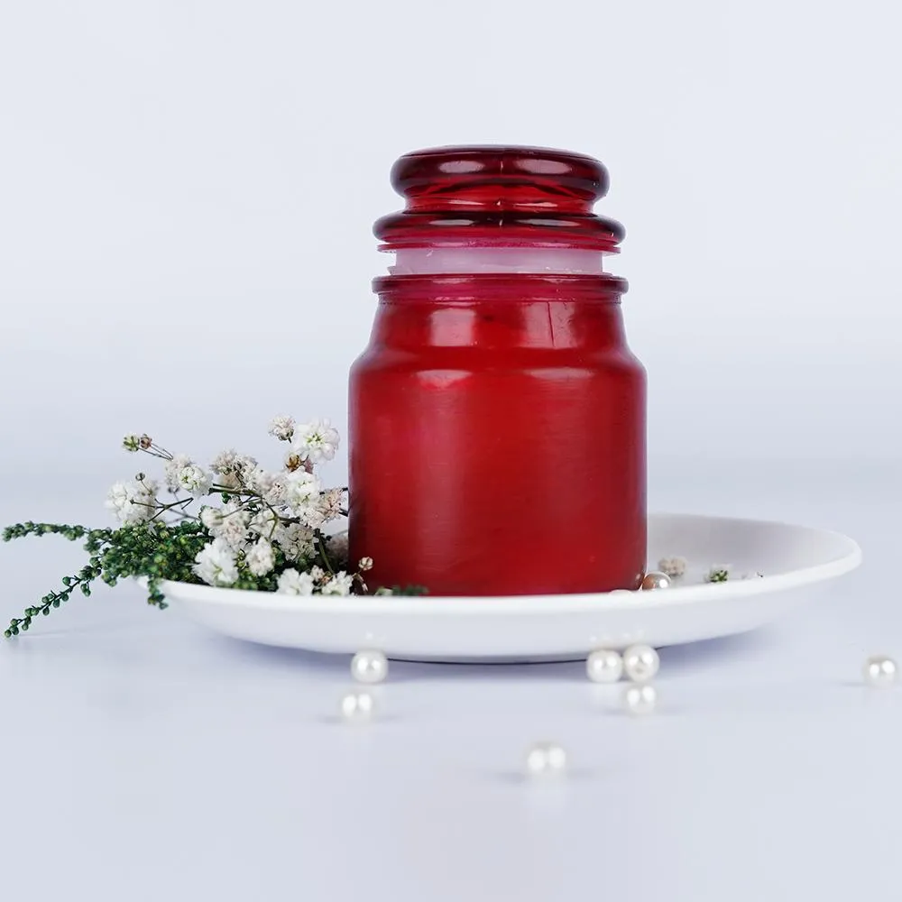 Vanilla Red Glass Scented Candle Jar Single Piece