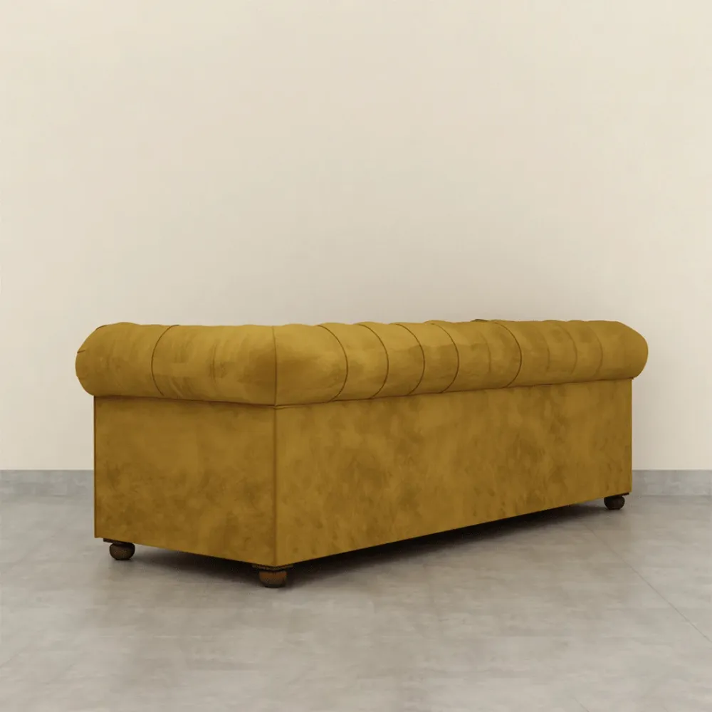 WallMantra Velvet 3 seater sofa – Mustard Yellow