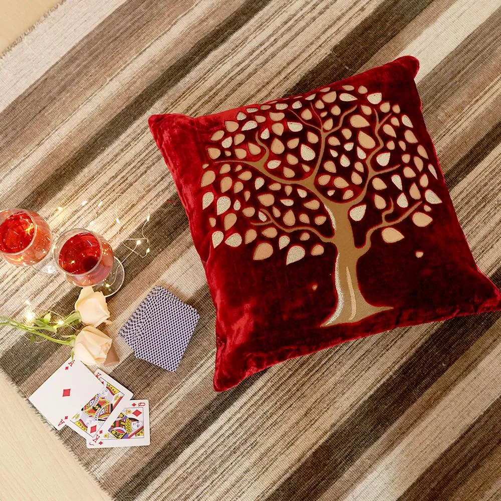 Velvet Tree Wine Cushion Cover Set of 5
