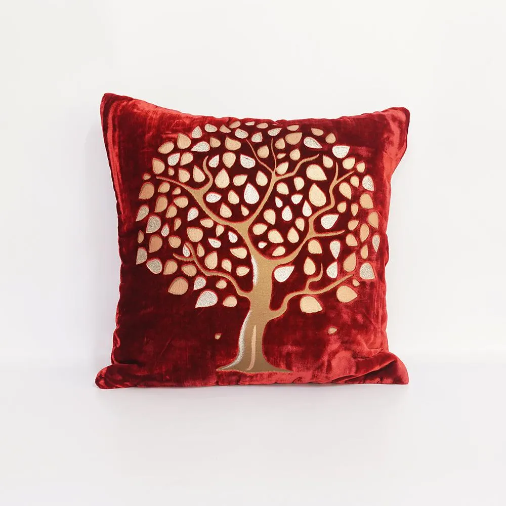 Velvet Tree Wine Cushion Cover Set of 5