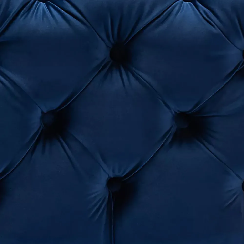 Velvet Tufted Button Puffy Stool In Royal Blue Single Piece