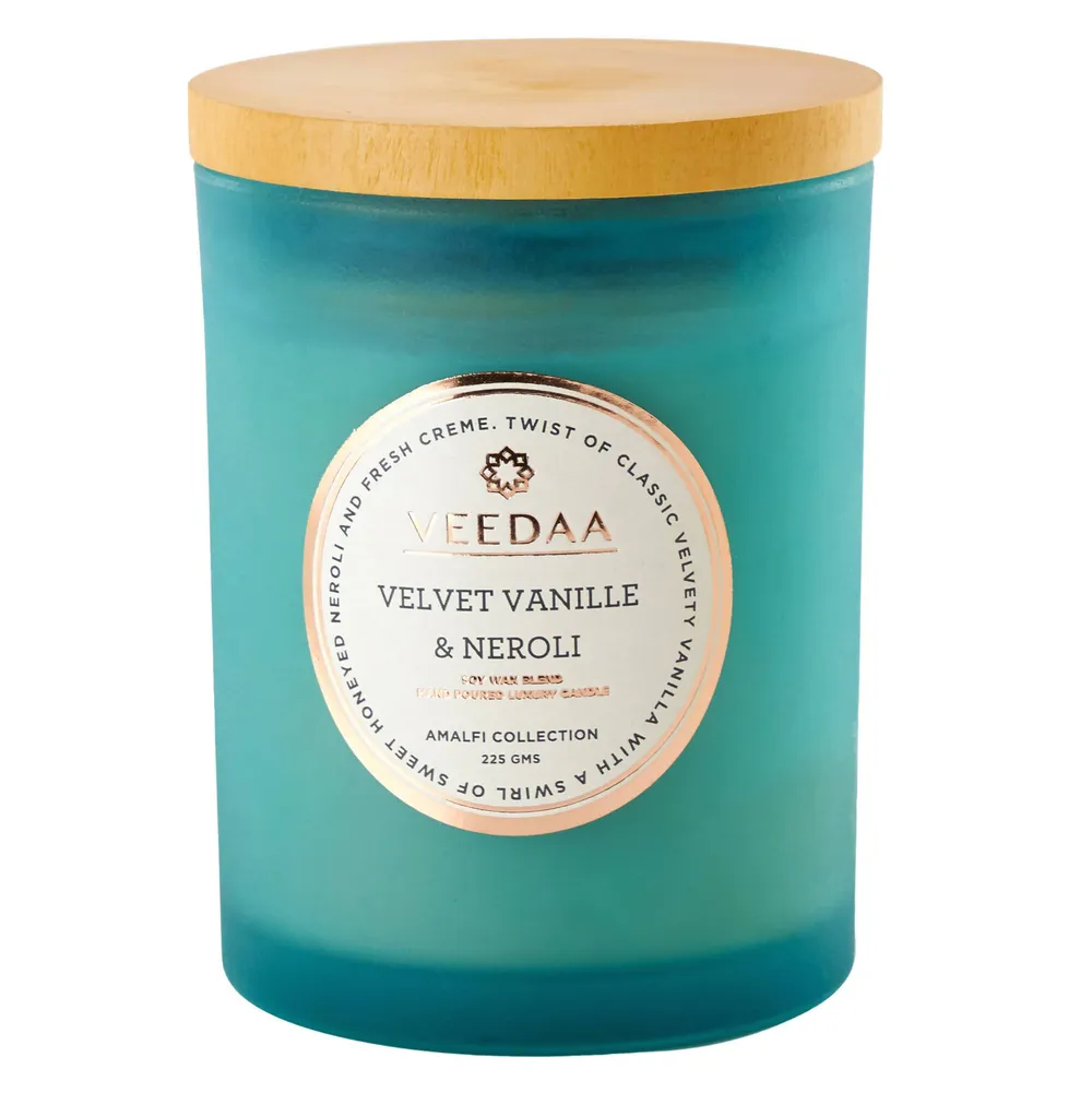 Velvet Vanille &amp; Neroli Czech Glass Scented Candle