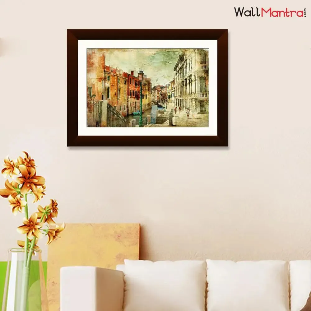 Venice City Scenery Framed Acrylic Painting Wall Hanging