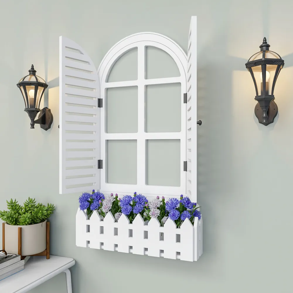 Venice Style Vintage Wooden Wall Decor / Window Frame Wall Decor White