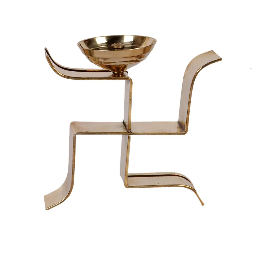 Vertical Satiya Golden Crafted Diyas Set Of 2