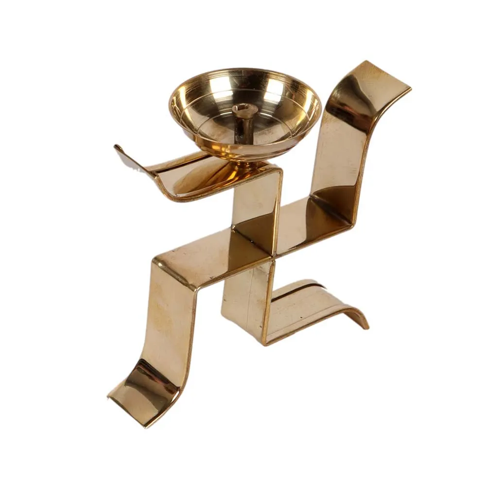 Vertical Satiya Golden Crafted Diyas Set Of 2
