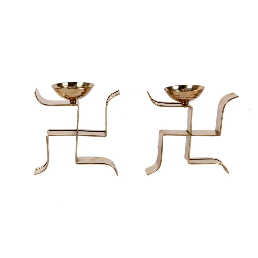 Vertical Satiya Golden Crafted Diyas Set Of 2