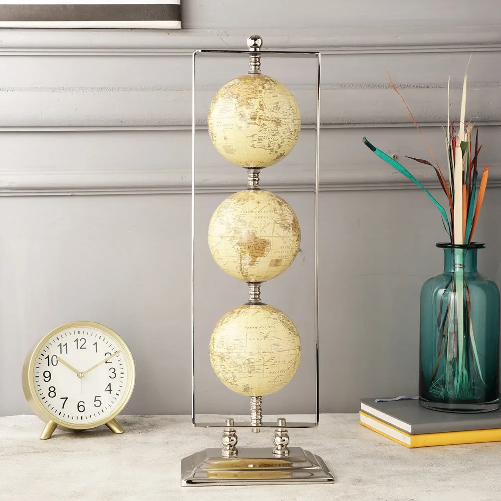 Vertical Triple Cream Globe Stand Table Decor