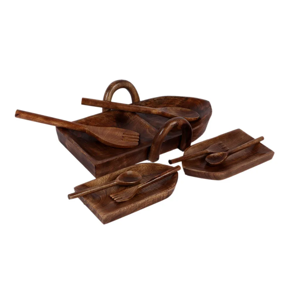Vessel Crafted Wooden Snacks Platter Set Of 9
