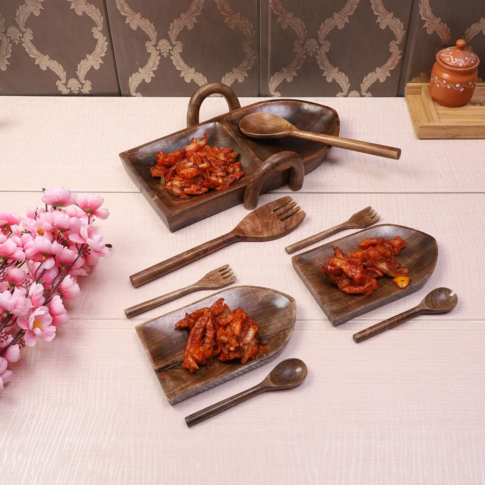 Vessel Crafted Wooden Snacks Platter Set Of 9