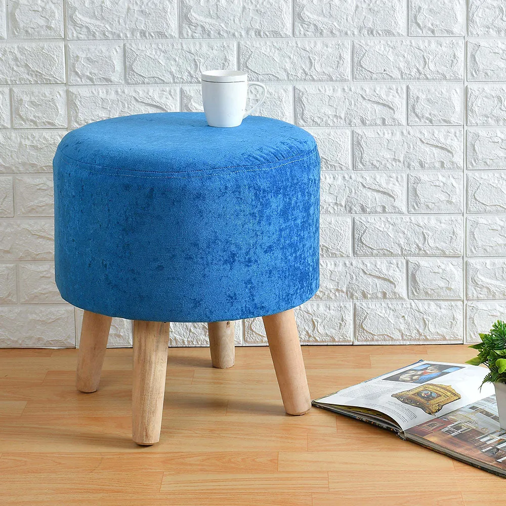 Vibrant Beige Color Wooden Pouffe Stool