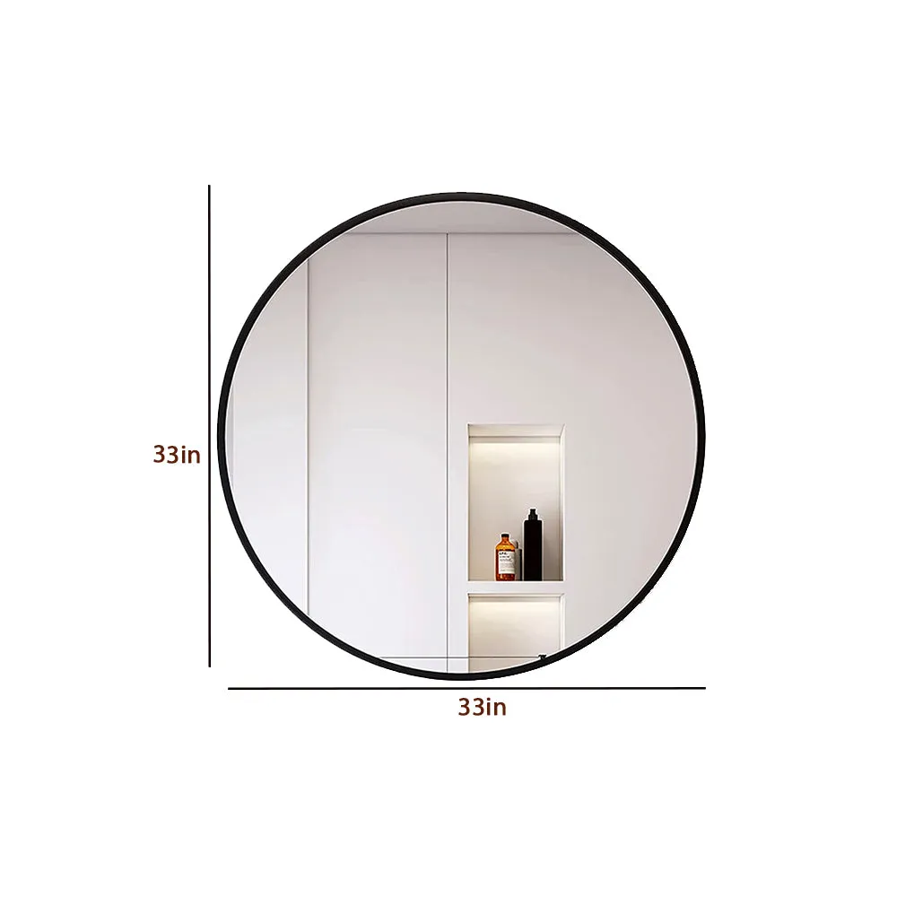 Vibrant Black Bordered Minimalist Round Wall Mirror