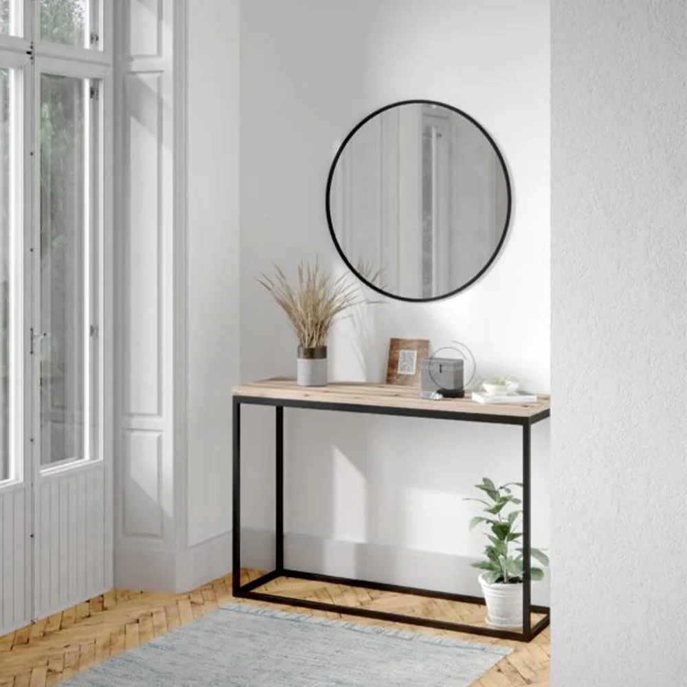 Vibrant Black Bordered Minimalist Round Wall Mirror