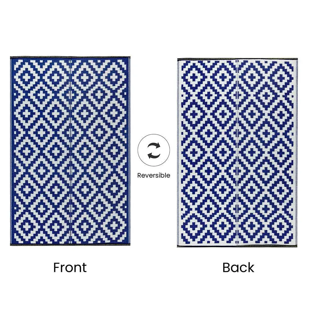Vibrant Blue Aztec Designer Big Floor Mat